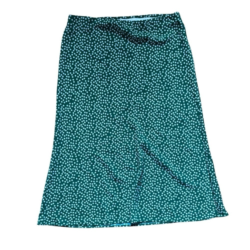 Maison D’Amelie Anthropologie Green Floral Midi Skirt Womens Size 12 Flowy - Picture 1 of 5